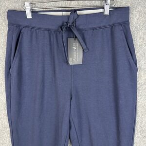 Porter & Ash Lounge Pants Mens M Blue Pajama Bottoms Sleepwear Solid Knit Jogger